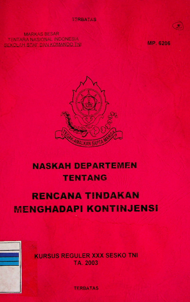 NASKAH DEPARTEMEN TENTANG RENCANA TINDAKAN MENGHADAPI KONTINJENSI
